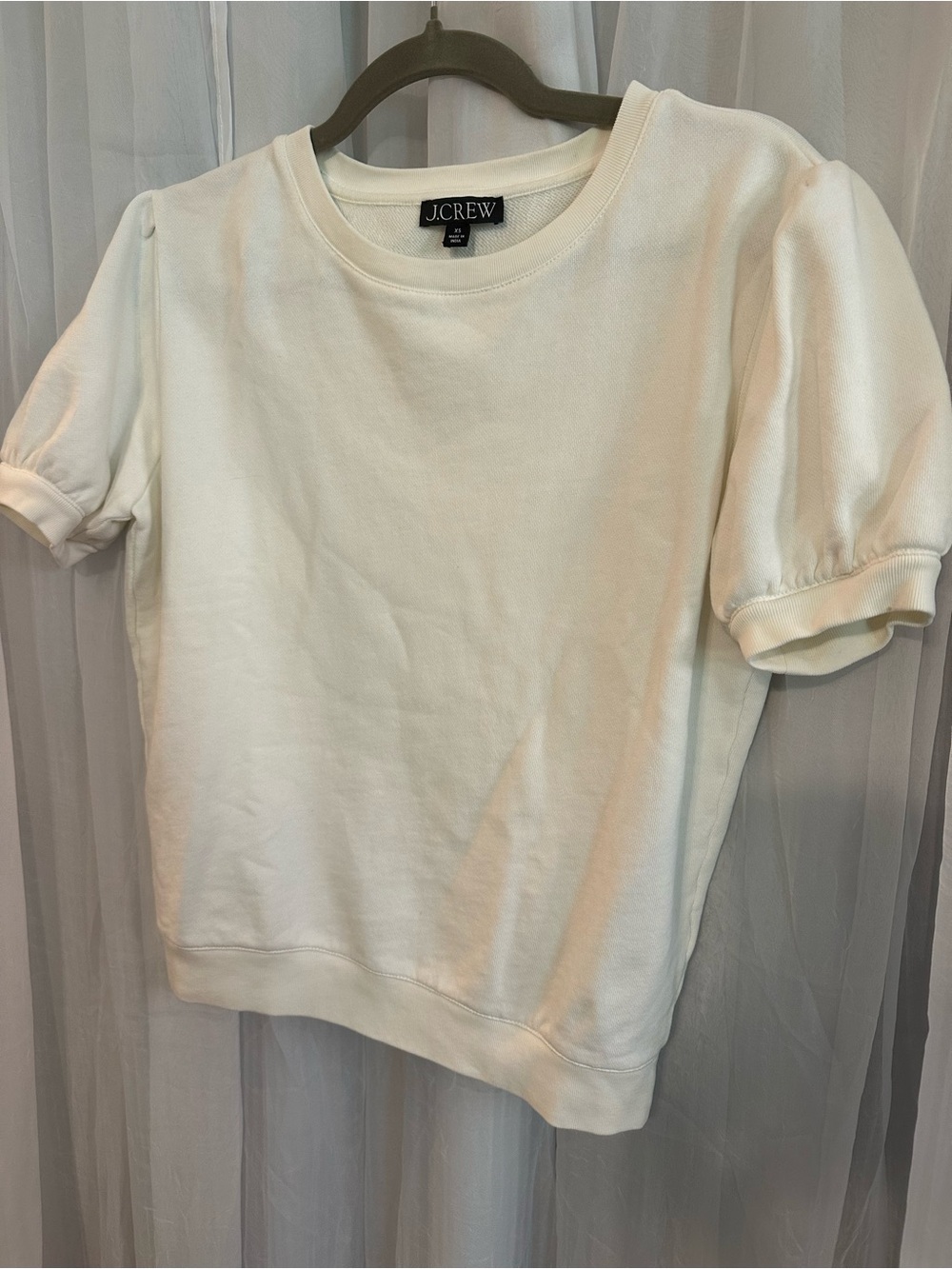 J.Crew Cream Puff-Sleeve Short Sweatshirt - Picture 4 of 5